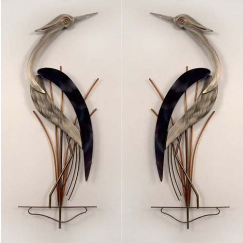 Elegant Pair of Herons Wall Sculpture